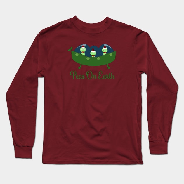 Peas on Earth Alien Holiday Design Long Sleeve T-Shirt by Punderstandable